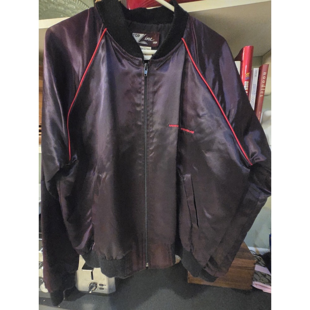 Vintage McDonnell Douglas T-45A Goshawk Satin Bomber Jacket Black Mens XL USA